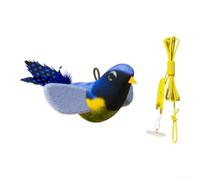 Giocattolo Gatto Realistico con Catnip e Suoni per cinguettio per Istinto Caccia Piume Vere 13cm(Blue)