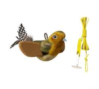 Giocattolo Gatto Realistico con Catnip e Suoni per cinguettio per Istinto Caccia Piume Vere 13cm(Brown)