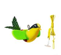 Giocattolo Gatto Realistico con Catnip e Suoni per cinguettio per Istinto Caccia Piume Vere 13cm(Green)