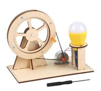Giocattolo generatore manuale | DIY Wood Science Experiment STEM Building Set | Hand Crank Power Generator Sciences Model for Kids Age 6+ | Kit educativo Physics Project Kit with Light Bulb, 1 pezzo