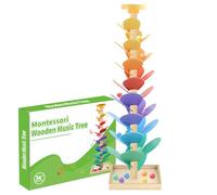 Giocattolo Goccia Palla - Pista in Legno per Biglie Albero Musicale, Foglie Albero Bocce Pista per Palline per Bambini, Giocattolo in Legno per Educazione Precoce Cognizione dei Colori STEM Integrazio