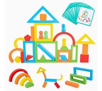 Giocattolo impilabile in legno 26pcs blocchi di costruzione a forma di arcobaleno creativo blocchi di costruzione geometrici blocchi di puzzle di apprendimento in legno educativo precoce