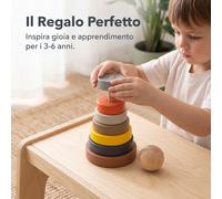 Giocattolo impilabile in legno, torre arcobaleno per bambini 3-6 anni