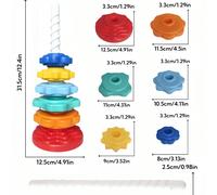 Giocattolo impilabile rotante, realizzato in plastica ABS, design a colori arcobaleno, giocattolo educativo e interattivo per l'apprendimento, adatto per bambini, giocattoli rotanti per bambini piccol