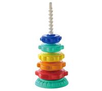 Giocattolo impilatore rotante, stack ad anello arcobaleno a 6 strati e giocattolo di spin, torre arcobaleno per bambini ABS ABS di plastica senza borr che gira giocattolo educativo giocattoli pe