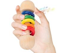 Giocattolo in Legno per Bambini,Sonaglio Giocattolo | Giocattolo per massaggiagengive in Legno a 5 Anelli, Giocattoli per Bambini da afferrare per Neonato