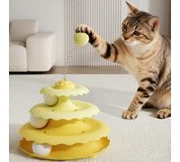 Giocattolo interattivo a pista per gatti, giocattolo a sfera girevole su 3 livelli per gatti domestici, gioco stimolante per alleviare la noia e l'ansia nei gatti adulti, palline per torre di gatti ri