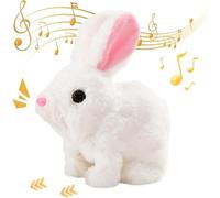 Giocattolo interattivo per conigli. Il coniglio di peluche corre, abbaia e muove le orecchie e la bocca. Coniglio giocattolo che rimbalza.bunny pal.coniglietto giocattolo realistico (Bianco *1)