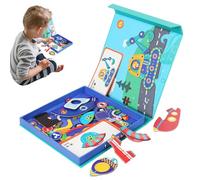 Giocattolo magnetico, libro puzzle magnetico - Adesivi da viaggio sensoriale in legno,PUBLE CONSAGGIO CONTROLLARE, GIOCO DI APPREDAZIONE EDUCATIVA PER CASA, AUTO