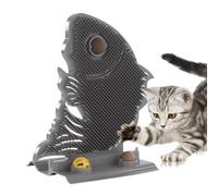 Giocattolo massaggiante a forma di pesce per gattini con spazzola per gatti | Giocattolo per la toelettatura del gatto con erba gatta e campanella, per alleviare lo stress, intrattenimento, casa