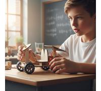 Giocattolo meccanico in legno per costruzioni: veicolo di esplorazione della