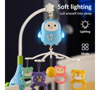 Giocattolo mobile per culla da bambino, con pezzi appesi rotanti e regolabili, con illuminazione morbida e scatola musicale, giocattolo rilassante con volume regolabile, regalo ideale Gufo grigio,Gufo