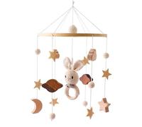 Giocattolo mobile per presepe per animali in legno, Rabbits | Giocattolo per culla con legno naturale e massaggiagengive a sonaglino per l ' addestramento monitoraggio visivo e