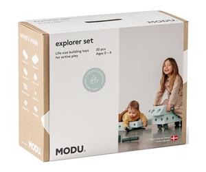 Giocattolo Modu. Modello 20 Tlg. Baukasten Starter-Setset Modu Playsystem Explorer von 0-6 Jahre - Ocean Mint/Forest Green