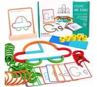 Giocattolo Montessori Dai 3 Anni, Puzzle Educativo In Legno, Riconoscimento Forme e Colori, Geoboard, Bastoncini e Anelli, Gioco Didattico per per Maschi e Femmine Bambini 2-7 Anni Regalo (B)