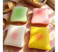 Giocattolo morbido da spremere da 5 cm a forma di formaggio giallo chiaro con olio di cocco - Texture cremosa con riempimento di crema, giocattolo silenzioso per il sollievo dallo stress per la scriva
