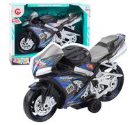 Giocattolo moto da corsa nero-blu con luci e suoni