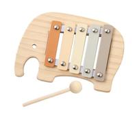 Giocattolo musicale a 5 note, strumento a percussione per percezione Legno 5 toni multicolore con disegni elefanti Strumento musicale in legno