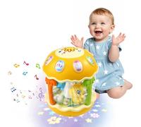 Giocattolo Musicale Con Proiettore a Tema Oceano e Luci（Giallo Luminoso） | Tamburo con Musica e Luci Colorate, Cubo di Attività Rotante con Proiezione Marina, Regalo per Bambini e Bambine 12 m+