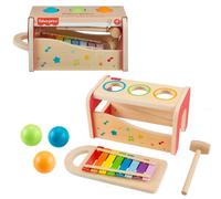 Fisher-Price Xilofono giocattolo in legno per bambini, 6 pezzi, attività musicale per bambini in età prescolare dai 18 mesi in su