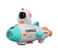 Giocattolo Navetta Spaziale Rotazione a 360 Gradi Electric Blash off Light Up Spaceship Toy per Bambini, Materiale ABS (Blue)