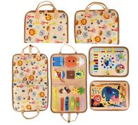 Giocattolo pannello di attività, libro sensoriale con texture e colori, giocattolo educativo con abilità di vita, alfabeto, numeri, forme, colori, animali, temi meteo - regalo per ragazze, giocattolo 