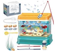 Giocattolo per acquario per bambini, suono interattivo e acquario artificiale leggero con pesce in movimento, giocattolo di pesca ricaricabile a 3 livelli con asta per ragazze, ragazzi