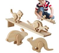Giocattolo per animali con rampa in legno 39x6x1,1 cm - Set per discesa in discesa da 5 pezzi | d'inerzia motoria fine | Gioco di fantasia educativo per bambini 36 in su | Dinosauro C