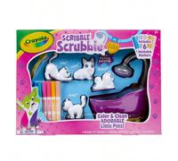 Giocattolo per animali domestici Scribble Scrubbie Upgraded, set da bagno per colorare e pulire adorabili animaletti, include 4 statuine di animali domestici lavabili, 6 pennarelli lavabili, 1 vasca d