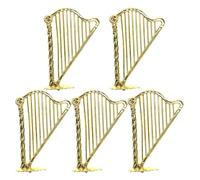 giocattolo per arpa,Piccole arpe - Set di 5 decorazioni per arpa per casa delle bambole | Strumento decorativo 1:12 piccole figurine da tavolo arpa modello di arpa per casa delle bambole per l