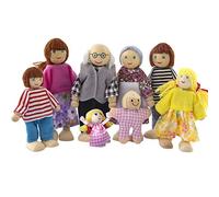 Giocattolo per bambini, 8 piccole famiglie, per bambini, bambole, casa, bambole, bambole, in legno, educazione dei bambini, giocattolo per auto (multicolore, taglia unica)