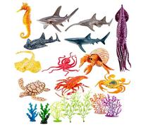 Giocattolo per bambini con creature marine - Set da gioco educativo realistico con serbatoio - 21 personaggi di animali marini - per ragazzi e ragazze, vasca da bagno, acqua, piscina, spiaggia di