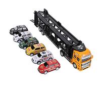Giocattolo per Camion Bisarca, Set di Giocattoli per Camion da Trasporto per Auto, Mini Auto in Metallo, Regalo per Bambini di età Superiore Ai 3 Anni (Giallo)