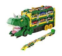 Giocattolo Per Camion Di Dinosauri - Veicolo Pieghevole Per Trasporto Di Dinosauri, Set Da Gioco Per Trasportatore Con 18 Auto, Set Di Avventure Su Pista, Regalo Di Compleanno Per Bambini, Veicolo Div