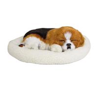 Giocattolo per cane che dorme, animale di peluche che respira realistico con tappetino, soffici giocattoli di peluche per bambini, regali di compleanno, ornamento per la casa, cane realistico Sty