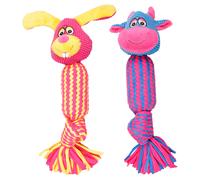 Giocattolo Per Cani Flamingo Mucca/Cane Con Corda, 16,5 Cm, Che Fa Squeak