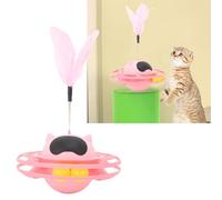 Giocattolo per Gatti Giradischi, Giocattolo per Gatti Giradischi con Base Instabile Design Giradischi, Giocattolo Interattivo per Gatti con Piume per Alleviare la Noia (PINK)