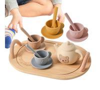 Giocattolo per il tempo del tè per bambini, set da cucina in plastica da 25 pezzi, per sviluppare le abilità motorie, regalo educativo, vassoio da portata durevole, accessorio interattivo