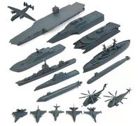 Giocattolo per jet da combattimento, giocattolo per portaerei, giocattoli militari in plastica da 17 pezzi include jet da combattimento su piccola scala, corazzate, sottomarino e altro per ragazzi e