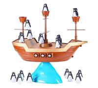 Giocattolo per l'equilibrio montesori - Gioco impilabile con nave pirata pinguins, kit di attività da tavolo interattivo per la casa, set di sfide per la coordinazione dello sviluppo di abilità, gioc