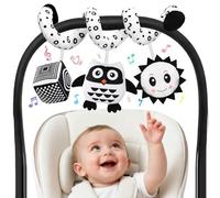 Giocattolo per Passeggino, Giocattolo di Peluche Sospeso a Contrasto Bianco E Nero per Culla/Seggiolino Auto/Marsupio, Giocattolo Baby Activity Spiral con Musica, Adatto a Bambini da 0 a 6 Mesi