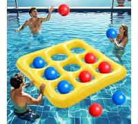 Giocattolo per piscina Tic Tac Toe 3 x 3 - Gioco gonfiabile con 10 palline e pompa ad aria - Giocattolo per piscina per bambini e adulti - Gioco d'acqua per giardino, piscina, feste estive