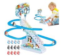 Giocattolo per scalare le scale del : piccoli giocattoli per arrampicata pinguini con musica e a LED, set di pista montagna russa elettrica, divertimento interattivo con pista scorrevole,