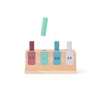 Giocattolo pop-up per bambini - Gioco a sorpresa in legno per promuovere le capacità motorie, riconoscimento e scoperta dei colori, 1 base + 4 aste, dai 18 mesi in su