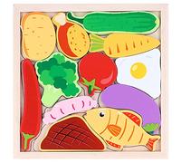 Giocattolo puzzle in legno con verdure e vernice atossica a base d'acqua | Migliora le capacità motorie con questo puzzle di verdure in legno per i bambini a casa o a scuola