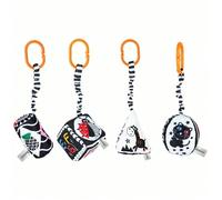 Giocattolo rattle a forma di tamburo bianco e nero sospeso, giocattolo per neonati a forma geometrica, sonaglio per bambini, rattle bianco e nero, giocattolo rattle sospeso a forma di cartone animato