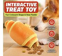 Giocattolo realistico per cani a forma di baguette e croissant | 2 in 1 con squittio per la ricerca di tesori e addestramento olfattivo | Sollievo dall'ansia da separazione per cani piccoli/medi | Gio