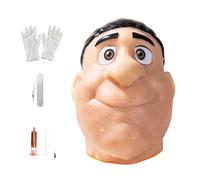 Giocattolo ricaricabile for schioccare i brufoli - Design a testa grande con capelli neri for alleviare lo stress, giocattolo sensoriale realistico con scoppio di pus(Black)