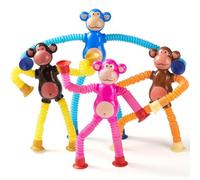 Giocattolo Sensoriale per Bambini, 4 Pezzi Scimmie Pop Tubes per Bambini, Antistress Gioco Giocattolo, Regalo di Compleanno, Regalo per Feste per Alleviare Stress e Paure
