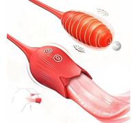 Giocattolo sessuale della lingua del vibratore del punto G per le donne, giocattolo sessuale del stimulatore del clitorale della lingua del silicone 2IN1 con 10 modalità di morso e vibrazione